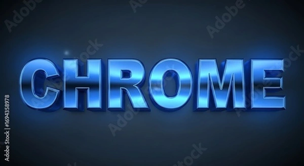 Fototapeta Chrome Blue 3D Text Effect.