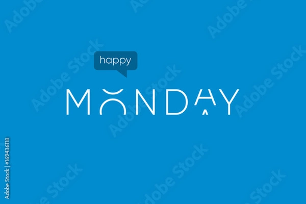 Fototapeta Happy monday logo with capitals letters in movement. Editable vector design.