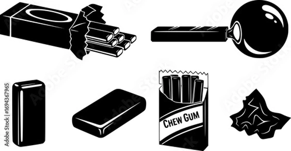Fototapeta Chew gum icon vector collection