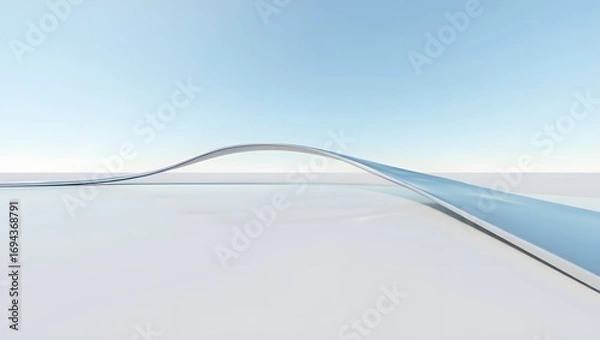 Fototapeta Minimalist Curved Architectural Structure Against Blue Sky