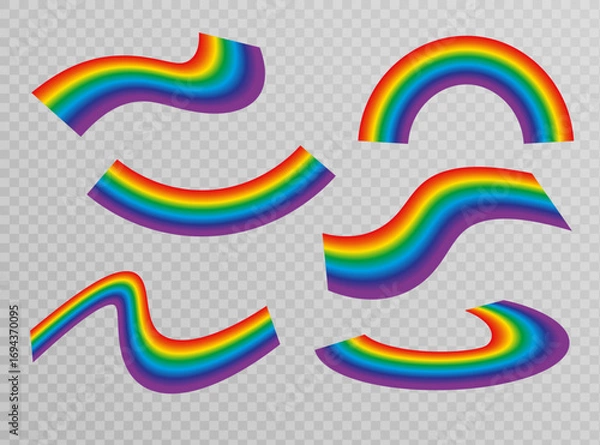 Fototapeta Realistic rainbow. Storm with rain on transparent background. Eps 10