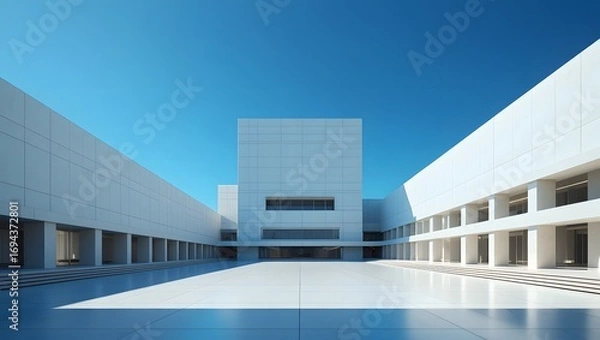 Fototapeta Modern Architecture - Minimalist Building Courtyard