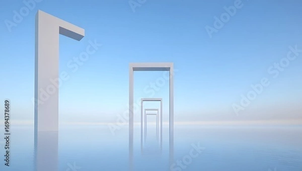 Fototapeta Infinite Reflection: Abstract Architectural Composition over Water