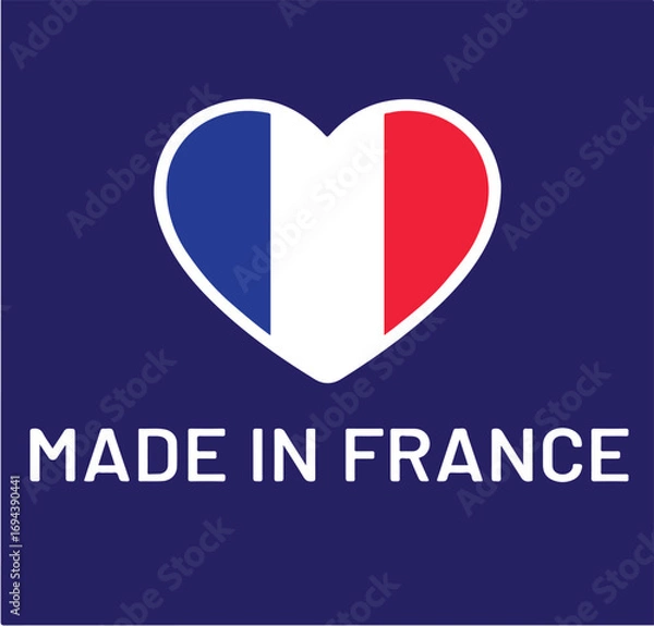 Fototapeta Made in france symbol colored heart shape vector.