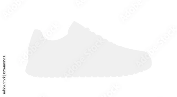 Fototapeta A plain, white, side view of a running shoe.