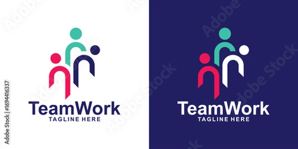 Fototapeta logo design unity and partnership,network,care,design modern and elegant.