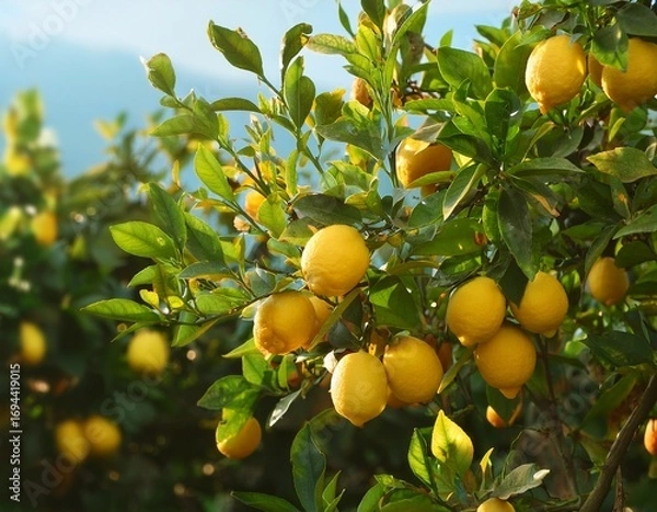 Fototapeta a lemon tree with fruits on it