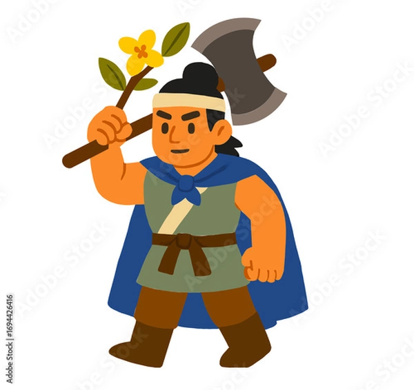 Obraz Mid-Autumn Festival myth, Wu Gang chopping down osmanthus trees with an axe