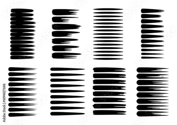 Fototapeta Collection of Black Brush Strokes and Speed Lines on White Background