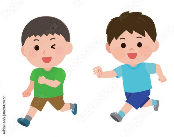 Obraz 鬼ごっこをして走る子供たち　イラスト