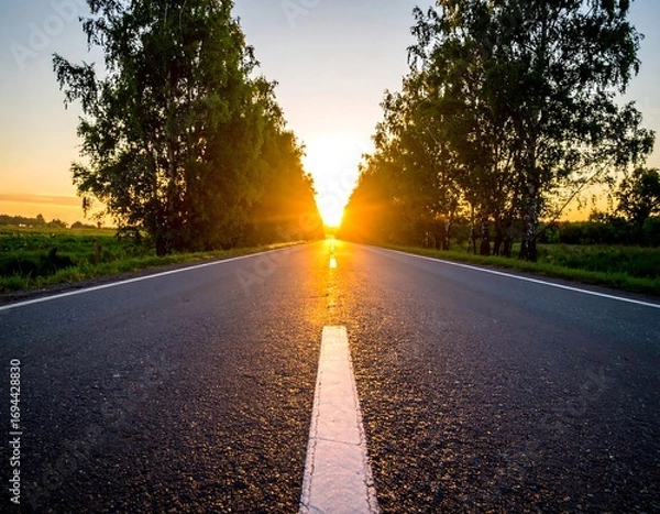 Obraz Empty road leading to a sunset