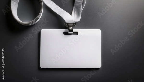 Fototapeta blank white id card mockup with lanyard perfect for showcasing your design or logo