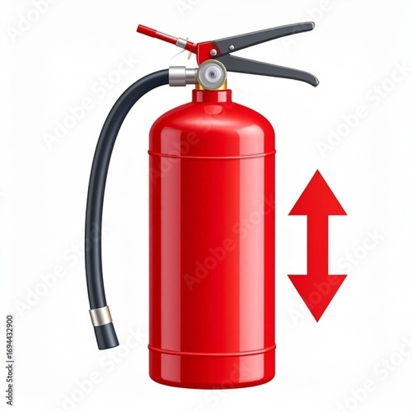 Fototapeta Red fire extinguisher with up and down arrows