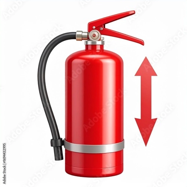 Fototapeta Red fire extinguisher with up and down arrows