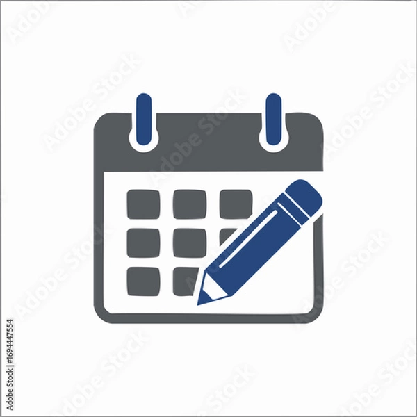 Fototapeta Gray calendar with blue pencil marking a date schedule