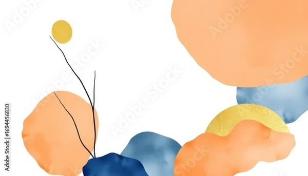 Fototapeta Abstract Minimalist Illustration with Organic Shapes and Lines