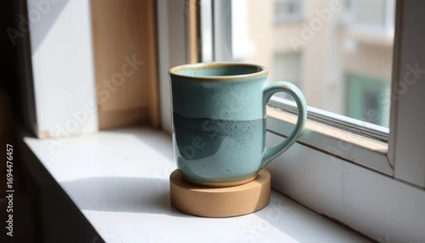Fototapeta Serene Coffee Mug on Windowsill with Natural Light