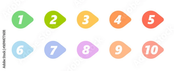 Obraz Bullet point numbers design element set. Colorful list markers collection, number 1 to 10.