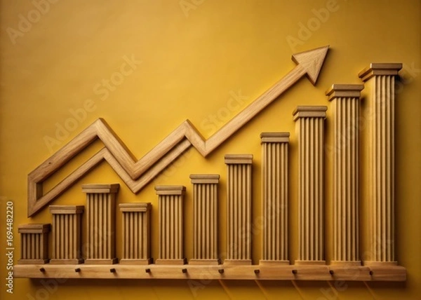 Fototapeta A graph showing rising interest rates impacting stock investments returns