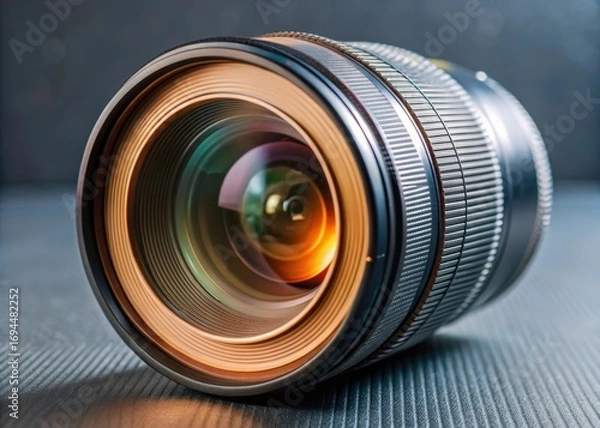Fototapeta High-quality camera lens isolated on a white background