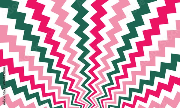 Fototapeta abstract pink ,green and light pink colour sunbrust sunray zig zag pattern used for table clothes ,wallpaper, textile etc