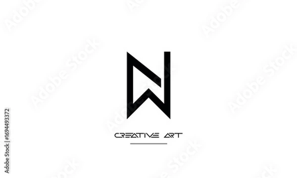 Obraz NW, WN, N, W abstract letters logo monogram