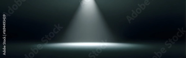 Fototapeta Dramatic spotlight illuminates dark stage creating anticipation for performance or event