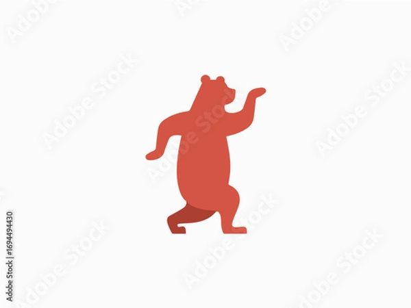Fototapeta Playful bear cub dancing with joy, a charming and whimsical character for your creative projects