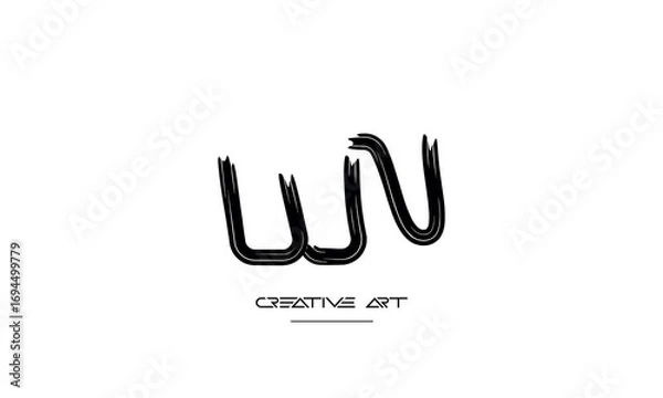 Obraz NW, WN, N, W abstract letters logo monogram