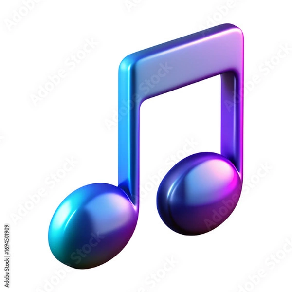 Fototapeta Music Note 3d render isolated on transparent background – 3d render illustration