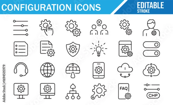 Fototapeta Clean and Modern Icons for Adjustments, Settings, and Customization