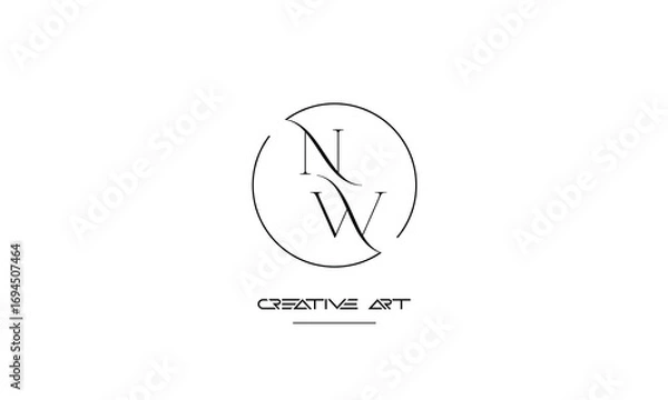 Obraz NW, WN, N, W abstract letters logo monogram