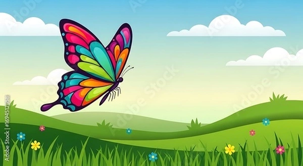 Fototapeta Colorful Butterfly Flying Meadow.