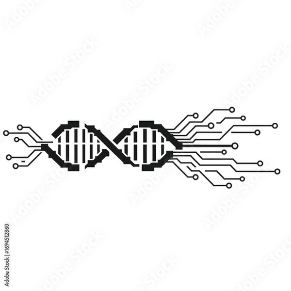 Obraz Circuit Board DNA Double Helix Structure.