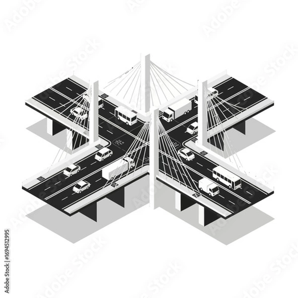 Obraz Elevated Highway Interchange Bridge Structure.