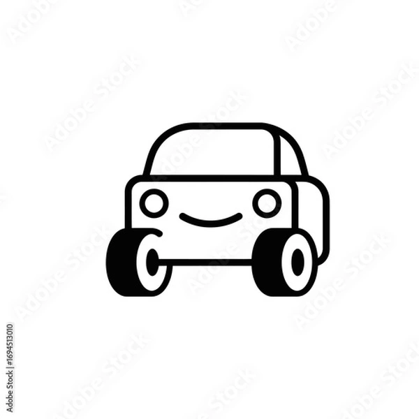 Obraz Happy cartoon car smiling joyfully.