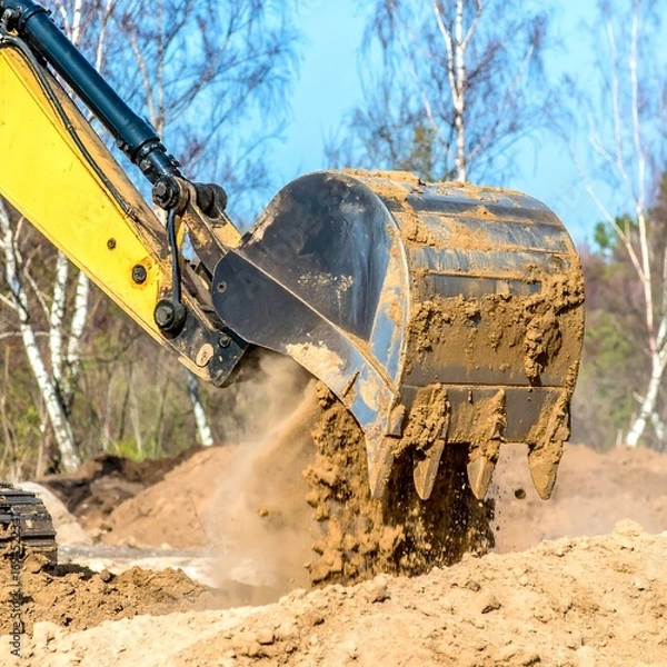 Obraz Excavator bucket loading dirt