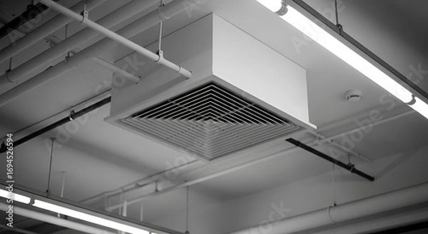 Fototapeta Refined Architecture Air Vent, Pipeworks and Ceiling Lights with Industrial Concept