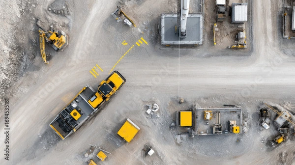 Obraz advanced ai system is diligently marking out safety zones on bustling construction site