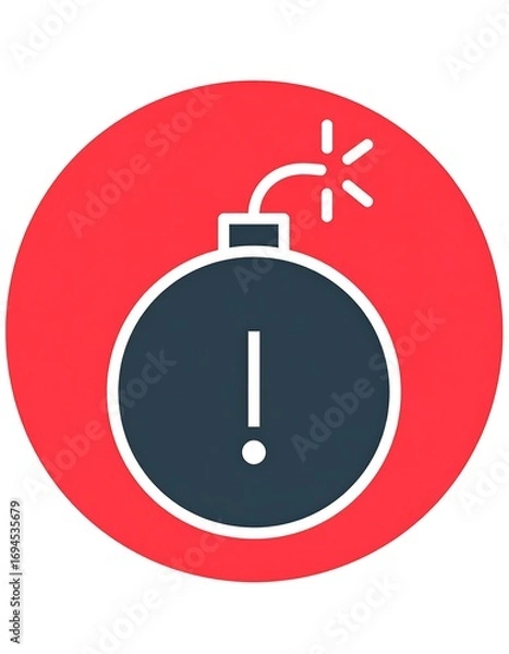 Obraz Exploding bomb icon on red circle