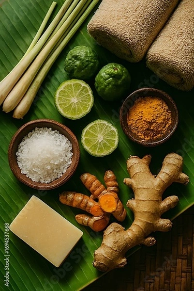 Obraz Thai Herbal Spa Flat Lay