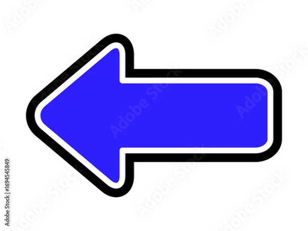 Obraz 青　黒白線あり　左向き矢印