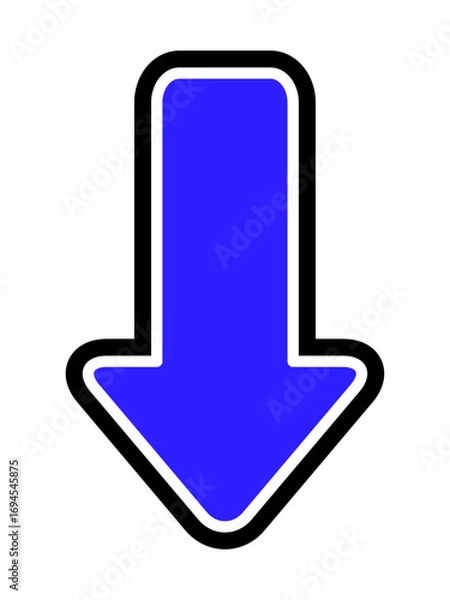 Fototapeta 青　黒白線あり　下向き矢印