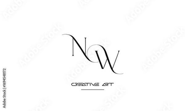 Obraz NW, WN, N, W abstract letters logo monogram