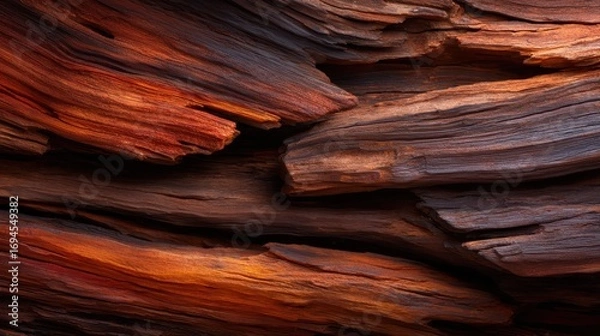 Fototapeta The image showcases beautifully textured wooden surfaces, capturing the rich tones and layers that evoke feelings of warmth and natural beauty in furniture design.
