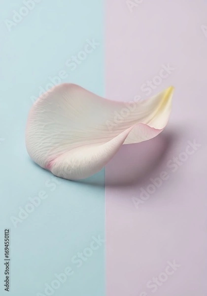 Fototapeta Single floral petal on soft pastel backdrop creating serene imagery