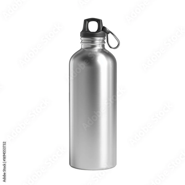 Fototapeta Aluminum bottle product shot for drinkware and reusable container designs isolated on transparent background