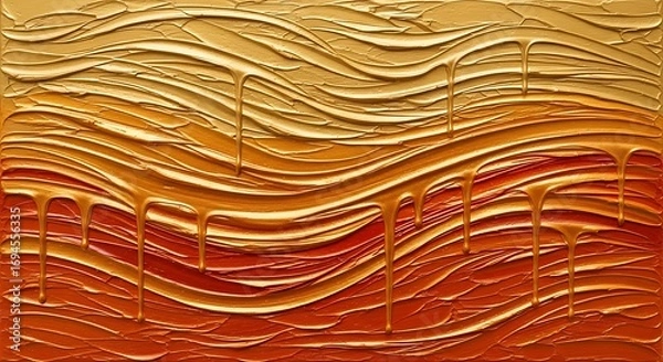 Fototapeta Golden Abstract Texture Drips.