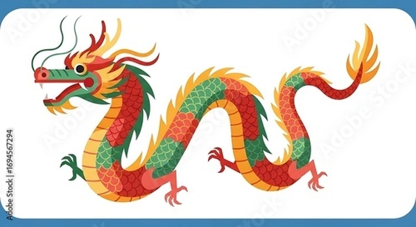 Obraz Chinese Dragon with Mythical Creature.