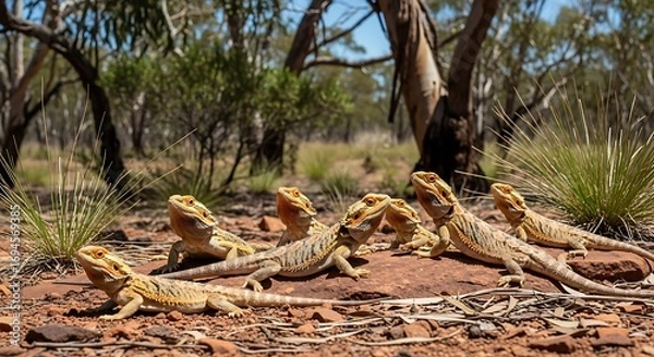 Obraz Bearded Dragons Basking with Outback Australia.